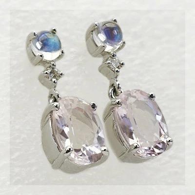 ティアー モルガナイト ラブラドライト　ピアス PT900 K18 K10対応　春色ピンクの画像