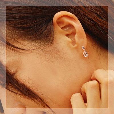 ティアー モルガナイト ラブラドライト　ピアス PT900 K18 K10対応　春色ピンクの画像
