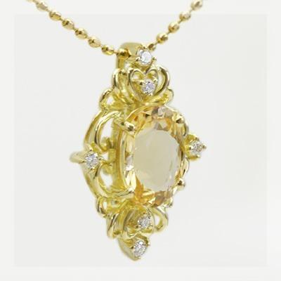インペリアルトパーズ　ダイヤ　Pt900　ペンダントトップ　宝石ソーティング付き インペリアルトパーズ 4.74ct ダイヤモンド 0.94ct ペンダント