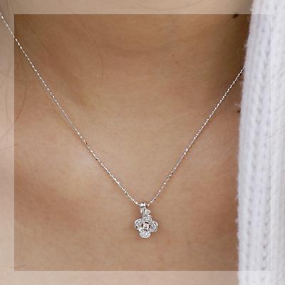 プティ・フルール　ダイヤモンド ペンダント　チェーン付 PT900 K18 K10対応　 誕生石 4月の画像