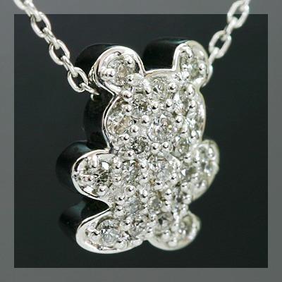 クマのダイヤモンド ペンダント タイニーベア チェーン付 PT900 K18 K10対応 誕生石 4月の画像