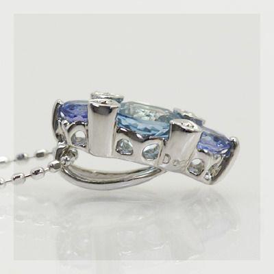 ルイーズ アクアマリン タンザナイトペンダントトップ チェーン無し 誕生石 3月 12月 PT900 K18 K10対応の画像