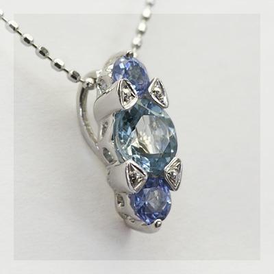 ルイーズ アクアマリン タンザナイトペンダントトップ チェーン無し 誕生石 3月 12月 PT900 K18 K10対応の画像