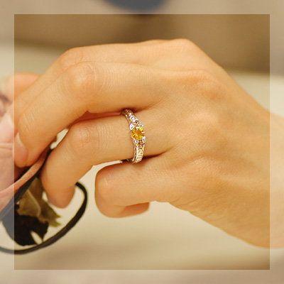 グラヴェール シトリン シャンパンガーネットリング 誕生石 1月 11月 PT900 K18 K10対応の画像
