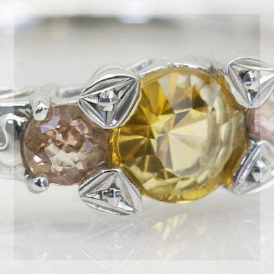 グラヴェール シトリン シャンパンガーネットリング 誕生石 1月 11月 PT900 K18 K10対応の画像