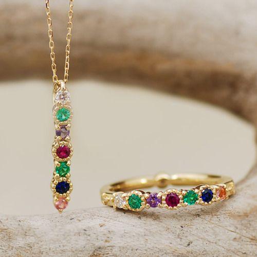 ダイヤモンド ルビー サファイアリング ディアレスト 誕生石 4月