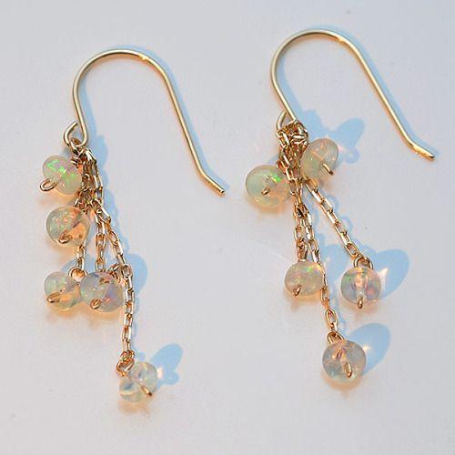 あすつく オパールピアス TYPE-A K10YG   誕生石 10月 |  | 01