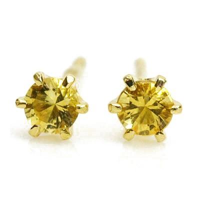 シトリン ピアス 2.5mm K18YG  0.5ペア 片耳販売となりました 両耳分１ペアは数量２でお買い物ください  あすつくは宅急便　郵便は送料無料 | 