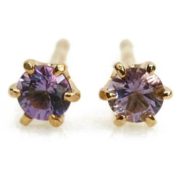 アメシスト ピアス 2.5mm K18PG あすつく  0.5ペア 片耳販売となりました 両耳分１ペアは数量２でお買い物ください  あすつくは宅急便　郵便は送料無料 | 