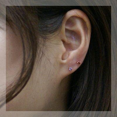 アメシスト ピアス 2.5mm K18PG あすつく  0.5ペア 片耳販売となりました 両耳分１ペアは数量２でお買い物ください  あすつくは宅急便　郵便は送料無料 |  | 01