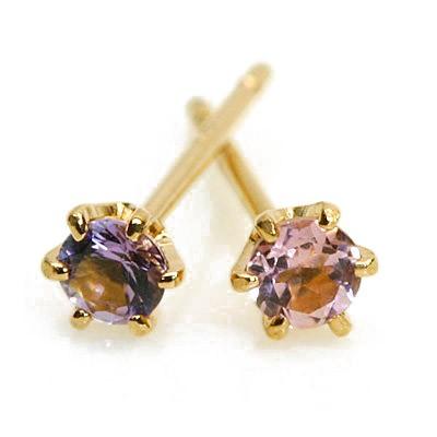 アメシスト ピアス 2.5mm K18PG あすつく  0.5ペア 片耳販売となりました 両耳分１ペアは数量２でお買い物ください  あすつくは宅急便　郵便は送料無料 |  | 02