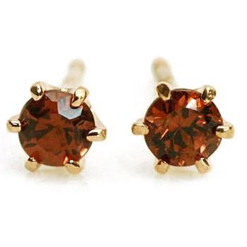 ガーネット ピアス K18PG 2.5mm ピンクゴールド  0.5ペア 片耳販売となりました 両耳分１ペアは数量２でお買い物ください  あすつくは宅急便　郵便は送料無料 | 