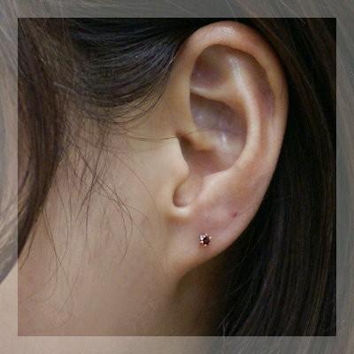 ガーネット ピアス K18PG 2.5mm ピンクゴールド  0.5ペア 片耳販売となりました 両耳分１ペアは数量２でお買い物ください  あすつくは宅急便　郵便は送料無料 |  | 01