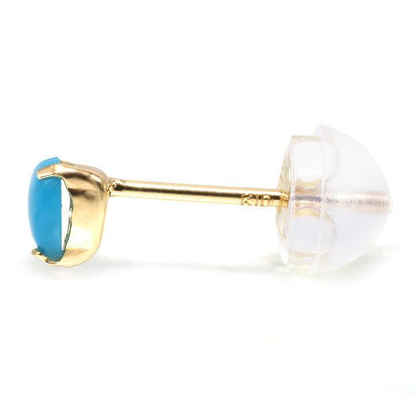 あすつく K10YG 3.5mm トルコ石 ターコイズ ハート カボション 誕生石12月 お手軽ピアス |  | 02