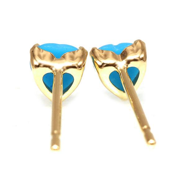 あすつく K10YG 3.5mm トルコ石 ターコイズ ハート カボション 誕生石12月 お手軽ピアス |  | 03