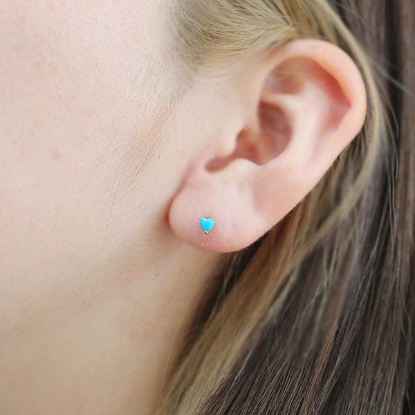 あすつく K10YG 3.5mm トルコ石 ターコイズ ハート カボション 誕生石12月 お手軽ピアス |  | 05