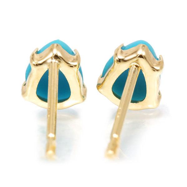 あすつく K10YG 5×4mm トルコ石 ターコイズ ペアシェイプ カボション 誕生石12月 お手軽ピアス |  | 03