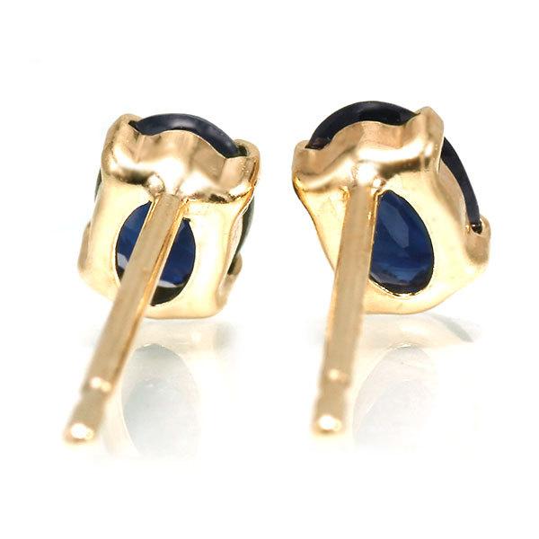 あすつく K10YG 4×3mm サファイア オーバル 誕生石9月 お手軽ピアス |  | 03