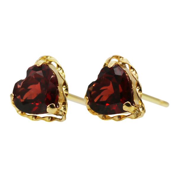 あすつく K18YG 5mm ガーネット ハート ピアス フェアリーテイル 誕生石1月 |  | 01