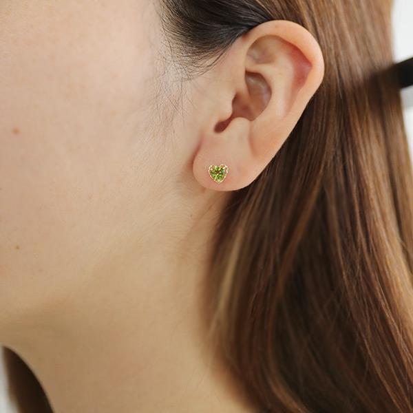 あすつく K18YG 5mm ペリドット ハート ピアス フェアリーテイル