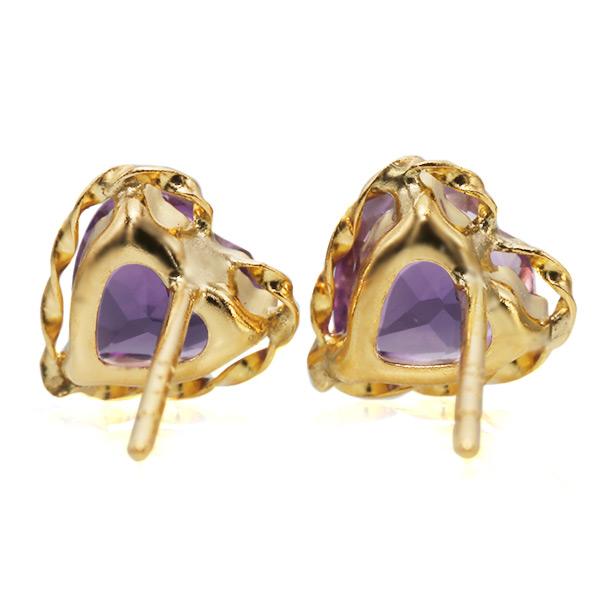 あすつく K18YG 5mm アメシスト ハート ピアス フェアリーテイル 誕生石2月 |  | 03