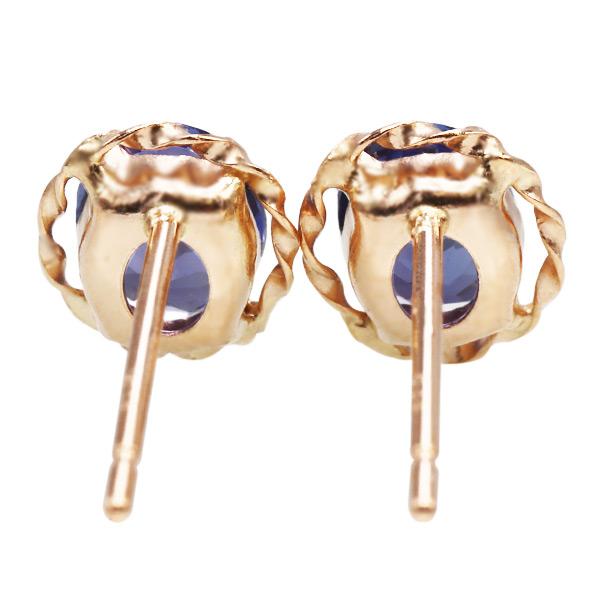 あすつく 数量限定 K18PG 5×4mm タンザナイト オーバル ピアス