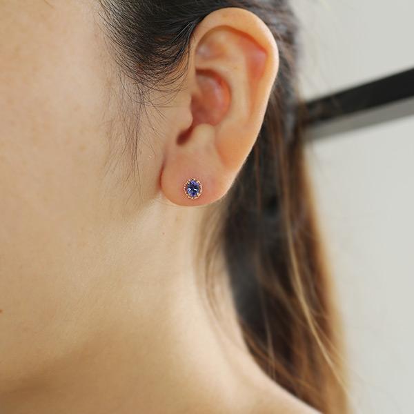 あすつく 数量限定 K18PG 5×4mm タンザナイト オーバル ピアス フェアリーテイル  両耳分の１ペアです |  | 04