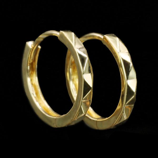 Oro オーロ ダイヤカット メタル ピアス K18 K10対応の画像