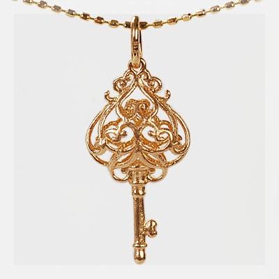 K18 ハートキー ペンダントトップ 鍵 扉 愛の鍵 : ジュエリー
