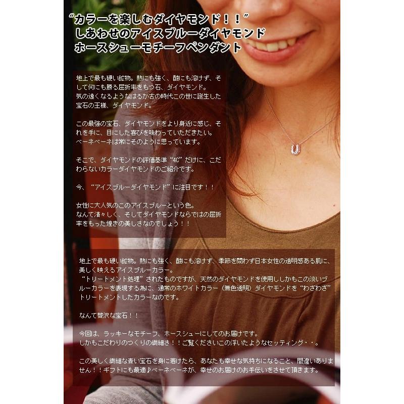 ハッピーモティーフ ブルーダイヤモンド ホースシューペンダントネックレス　PT900 K18 K10対応 誕生石 4月の画像