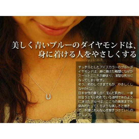 ハッピーモティーフ ブルーダイヤモンド ホースシューペンダントネックレス　PT900 K18 K10対応 誕生石 4月の画像