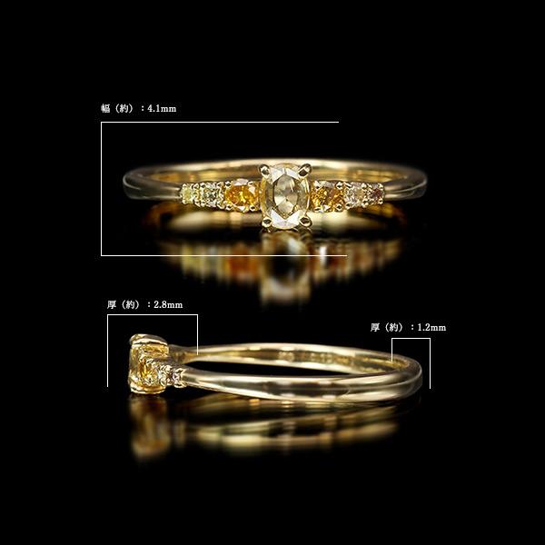 限定1本 K18YG UV蛍光 0.1ct ローズカットダイヤモンド マルチカラーダイヤモンド リング  12号 サイズ変更承ります 誕生石4月の画像