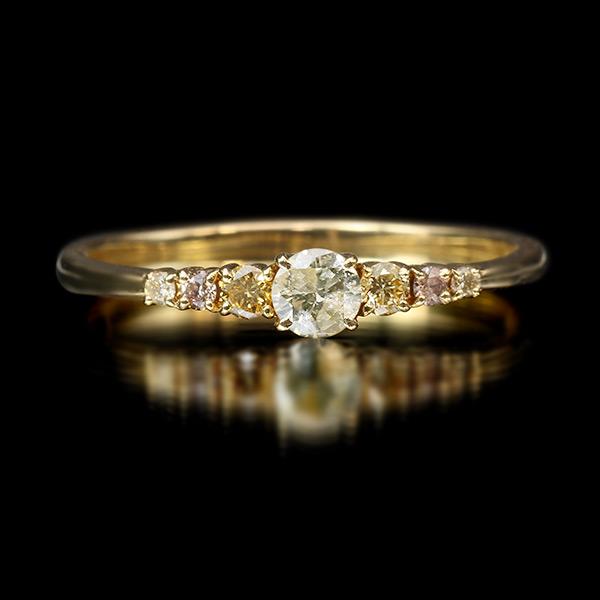 限定1本 K18YG UV蛍光 0.24ct マルチカラーダイヤモンド リング 12号 サイズ変更承ります 誕生石4月の画像