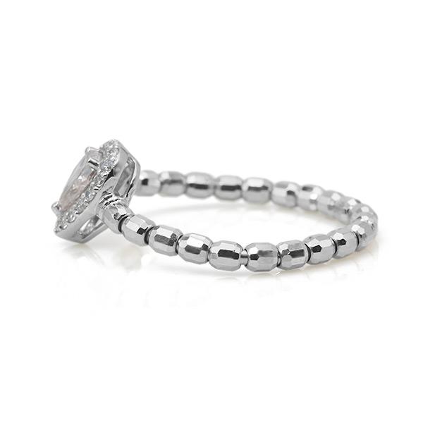 限定1本 PT950 0.219ct 桜カラーピンクダイヤモンド ペアシェイプ 0.06ct ダイヤモンド リング 8号-20号 楽ちんストレッチタイプ 誕生石4月の画像