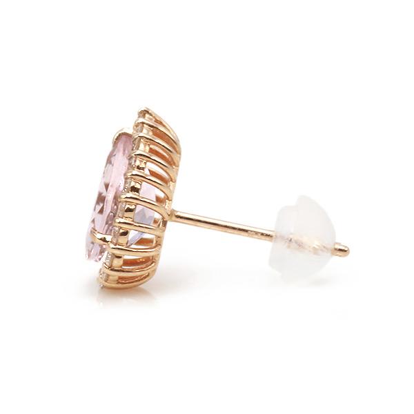 限定１ペア K18PG 1.38ct モルガナイト ペアシェイプ 0.22ct ダイヤモンド ピアス 誕生石4月の画像