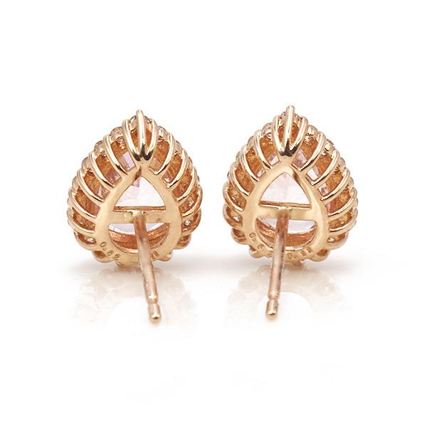 限定1ペア K18PG 1.38ct モルガナイト ペアシェイプ 0.22ct