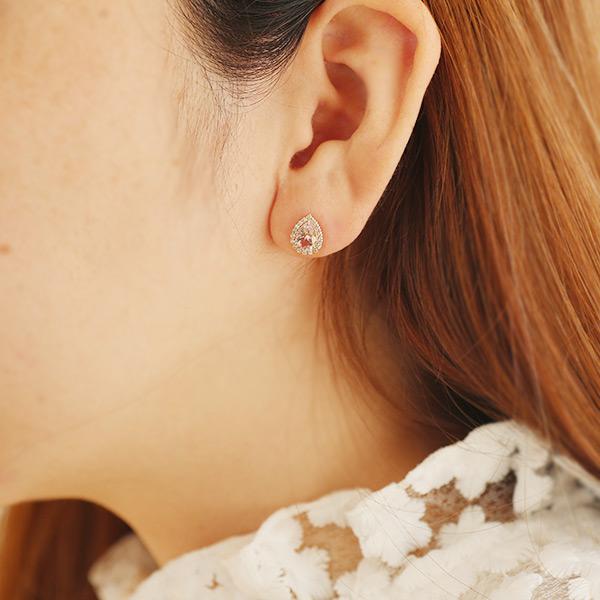 限定1ペア K18PG 1.38ct モルガナイト ペアシェイプ 0.22ct