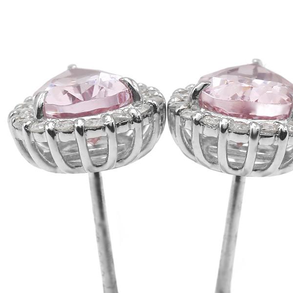 限定１ペア PT900 1.34ct モルガナイト ペアシェイプ 0.22ct ダイヤモンド ピアス 誕生石4月の画像