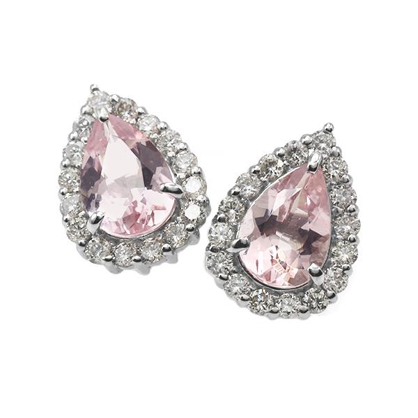 限定１ペア PT900 0.7ct モルガナイト ペアシェイプ 0.2ct ダイヤモンド ピアス 誕生石4月の画像