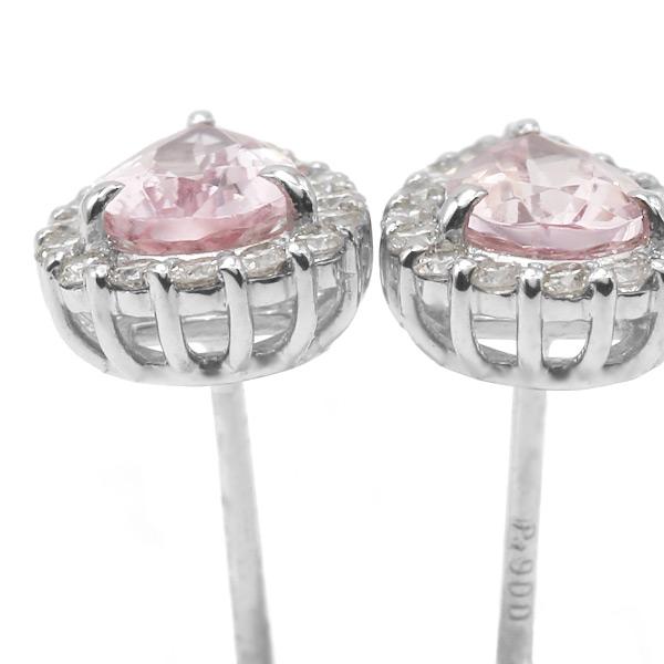 限定１ペア PT900 0.7ct モルガナイト ペアシェイプ 0.2ct ダイヤモンド ピアス 誕生石4月の画像