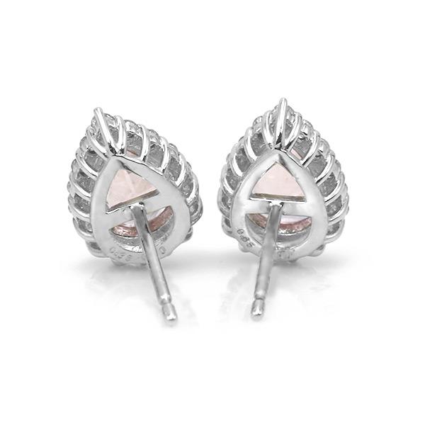 限定１ペア PT900 0.7ct モルガナイト ペアシェイプ 0.2ct ダイヤモンド ピアス 誕生石4月の画像