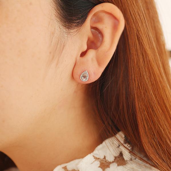 限定１ペア PT900 0.7ct モルガナイト ペアシェイプ 0.2ct ダイヤモンド ピアス 誕生石4月の画像