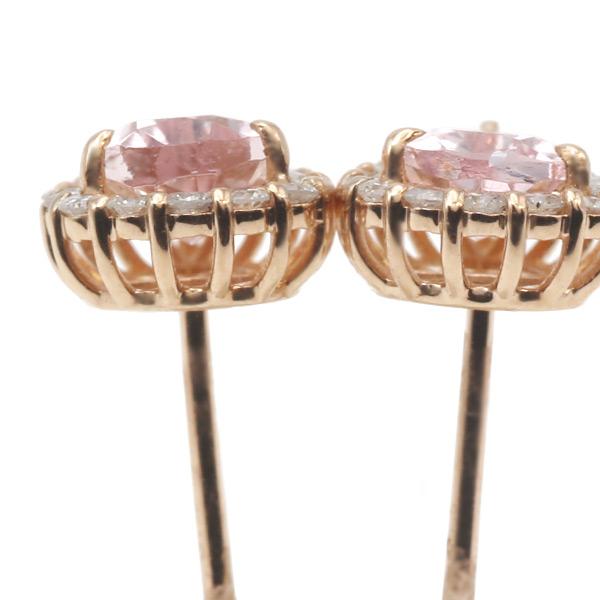 限定１ペア K18PG 0.7ct モルガナイト ペアシェイプ 0.2ct ダイヤモンド ピアス 誕生石4月の画像