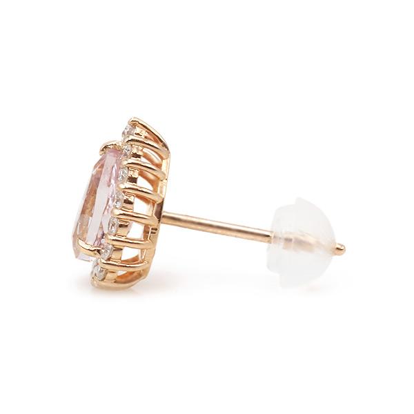 限定１ペア K18PG 0.7ct モルガナイト ペアシェイプ 0.2ct ダイヤモンド ピアス 誕生石4月の画像