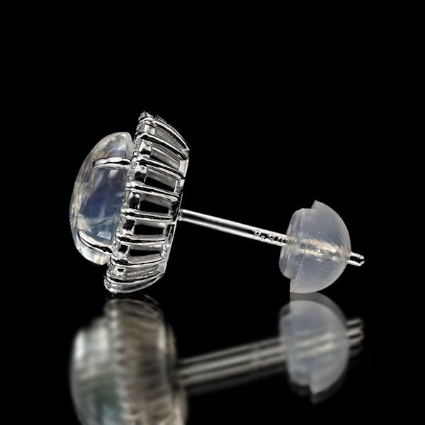 限定１ペア PT900 1.78ct ロイヤルブルームーンストーン 0.22ct ダイヤモンド ピアス 誕生石6月の画像
