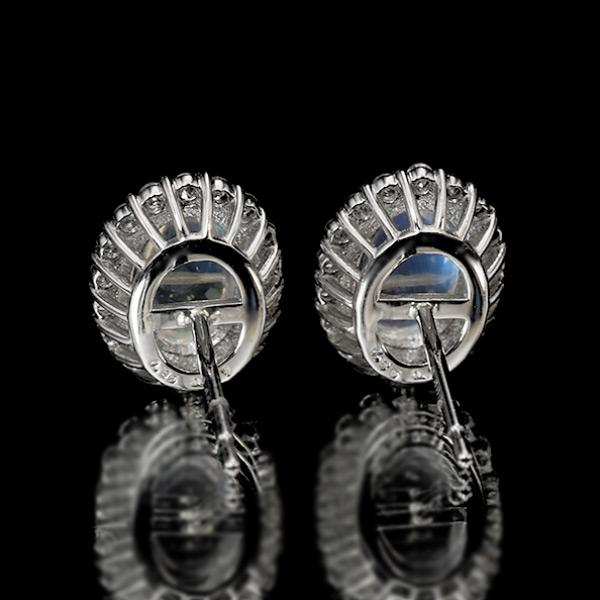限定１ペア PT900 1.78ct ロイヤルブルームーンストーン 0.22ct ダイヤモンド ピアス 誕生石6月の画像