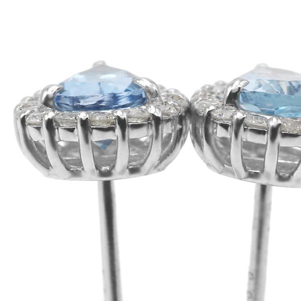 限定１ペア PT900 0.62ct アクアマリン ペアシェイプ 0.2ct ダイヤモンド ピアス 誕生石3月の画像