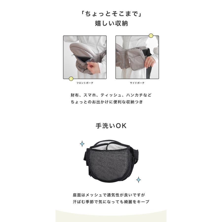 ヒップシート 抱っこ紐 耐荷重20kgまで 折りたたみ 赤ちゃん 収納ポーチ サイドポケット だっこひも 通気性 ギフトボックス付き 出産祝い 贈り物の画像