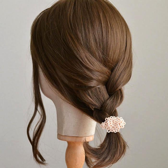 ポニーフック レース&ビーズ　ハンドメイド品 ブラック系 ポニーフック レース&ビーズ ハンドメイド品 ブラック系