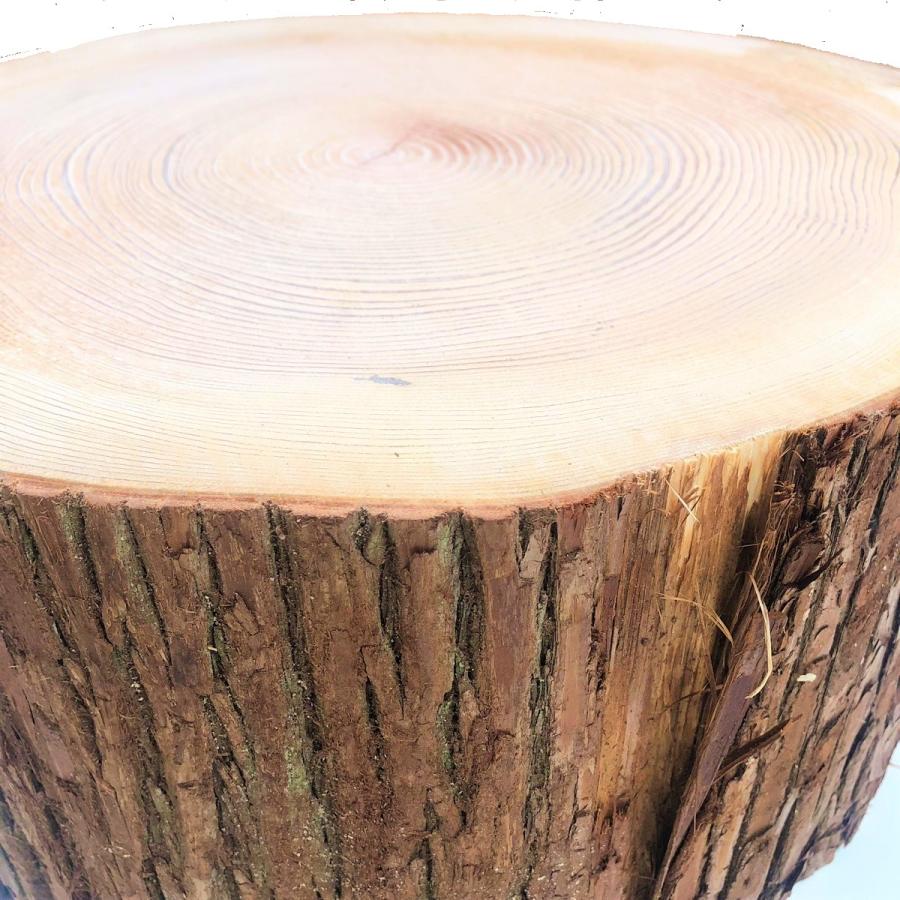 川島材木店 杉切り株 高さ35cm 直径約35cm 皮つき 薪割り台 丸太